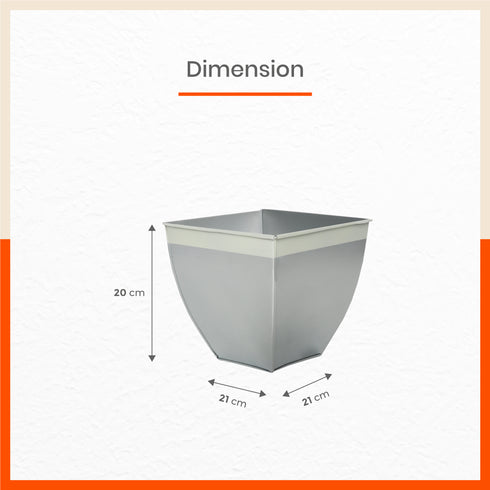 MYLA Metal Square Planters / Pots for Home / Garden / Balcony | Medium – Ash Grey & White - Set of 5